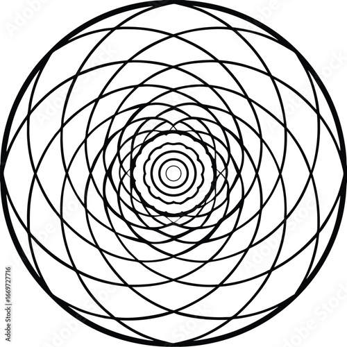 Abstract expanding rings shape coloring page line art design