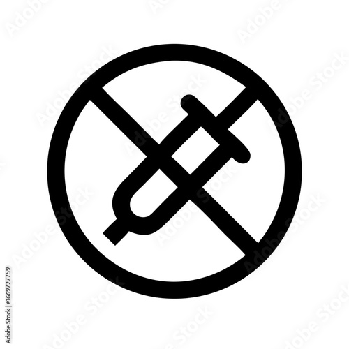 Syringe Prohibited Icon Set – No Injection, Medical Ban, Health Safety, Needle Restriction, Minimal Vector Design, Medical and Health Icon Collection