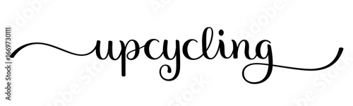UPCYCLING black vector brush calligraphy banner with swashes