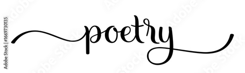 POETRY black vector brush calligraphy banner with swashes