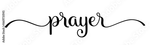 PRAYER black vector brush calligraphy banner with swashes