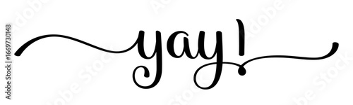 YAY! black vector brush calligraphy banner with swashes
