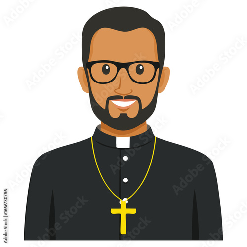 Priest, Pastor, Nun in religious vests and habits.