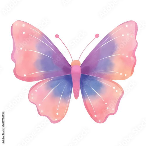 a beautiful colorful watercolor buttefly isolated on a transparent background