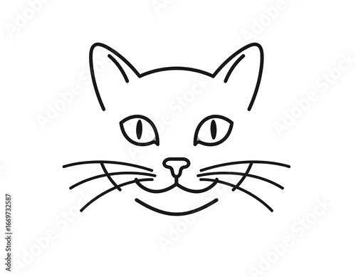 Simple black line drawing of a cat's head