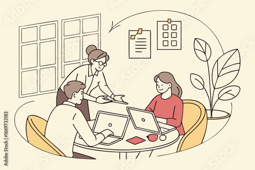 vector illustration of business people working in the office