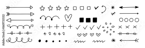 Hand-Drawn Doodle Icons: Arrows, Stars, Checkmarks, and More – Set of 45+ Elements