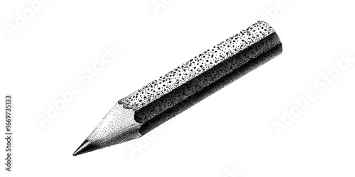 Pointillism Pencil Illustration. Artistic Dot Technique For Creative Design Concepts Isolated On Transparent Background