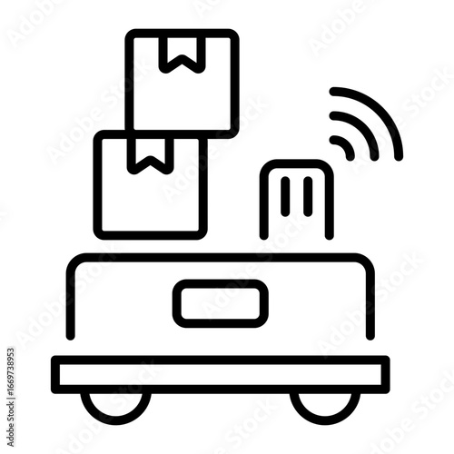 An outline style icon depicting lifting agv 