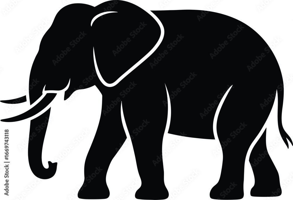 Fototapeta premium Black elephant walking white tusks