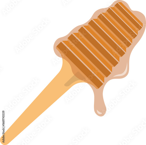 Honey Dripping With Wooden Honey Dripper