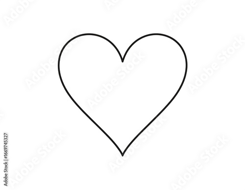 Simple black outline heart on white background