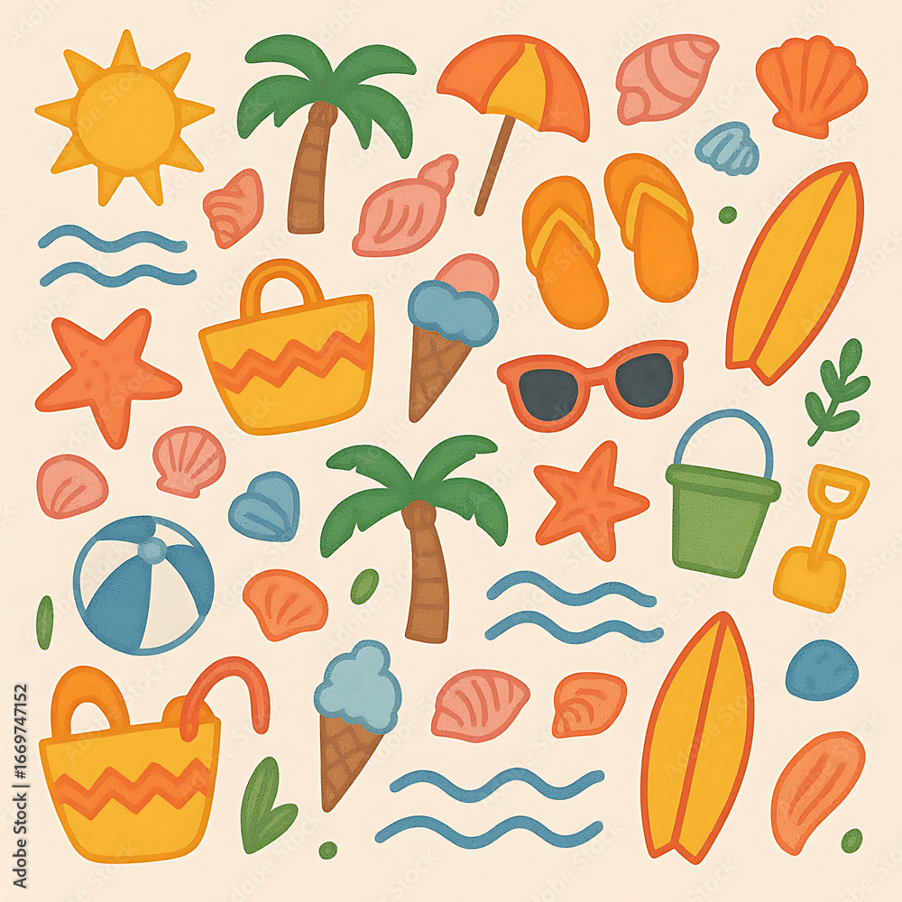 Obraz premium seamless pattern with summer beach vacation