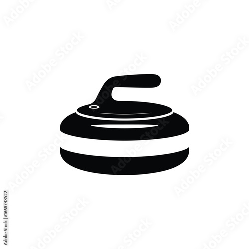 Simple black and white illustration of a curling stone