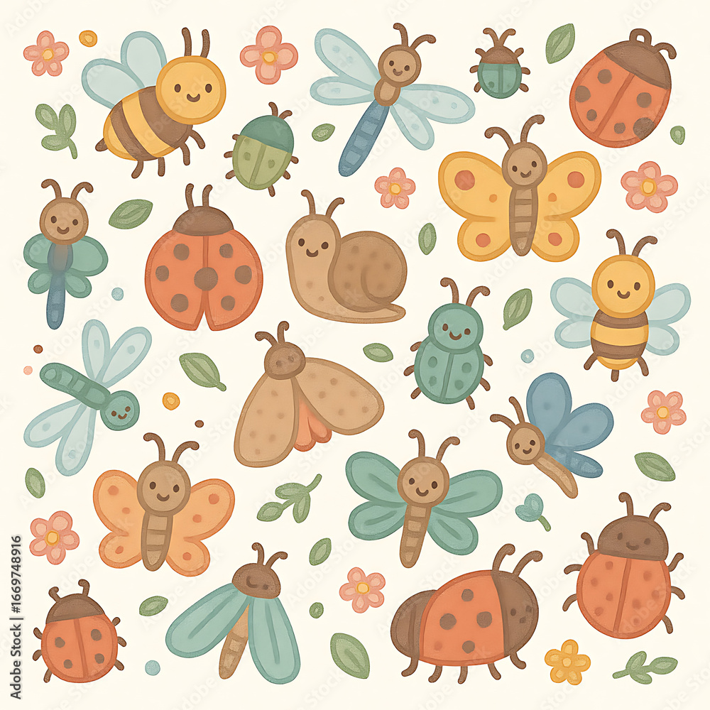 seamless pattern with insect animals seamless pattern with insect animals