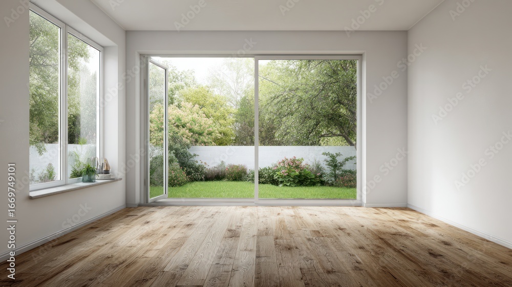 Fototapeta premium Empty room, garden view