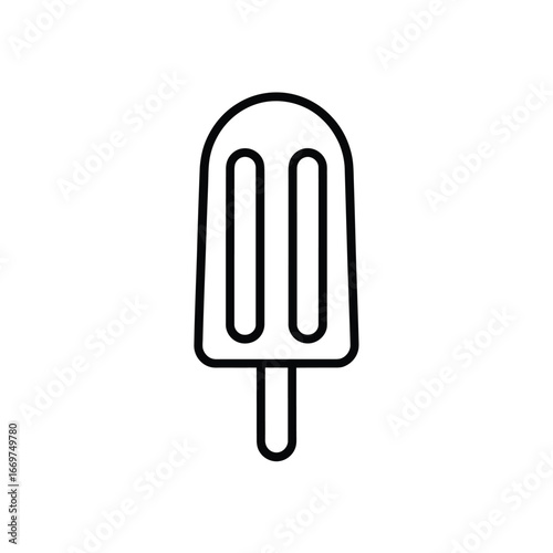 Simple outline drawing of a classic ice pop on a stick