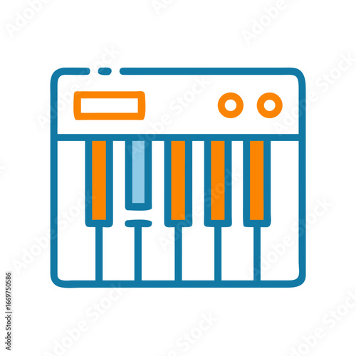 Colorful keyboard illustration with keys and control panel design  