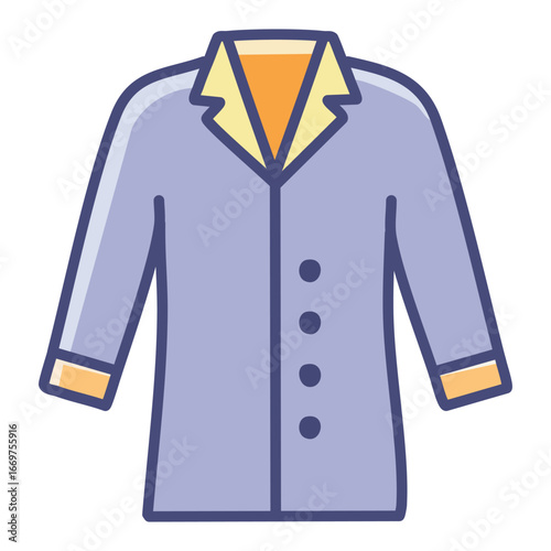 A professional and clean vector icon of a casual coat, conveying a sense of relaxed style and everyday wear.
