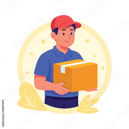 Creatively crafted flat illustration of courier service in trendy style