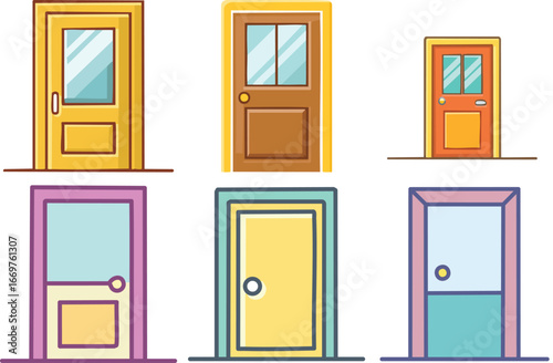 A minimalist and modern vector icon of a door, symbolizing entrances, exits, and access.