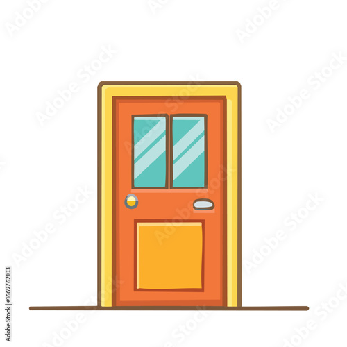 A simple line art illustration of a door, capturing the essence of an entryway in a clean, accessible manner.