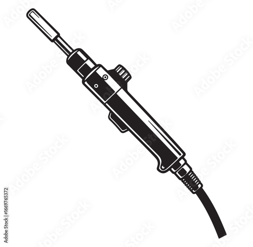Professional black and white illustration of a welding torch equipment for construction or repair