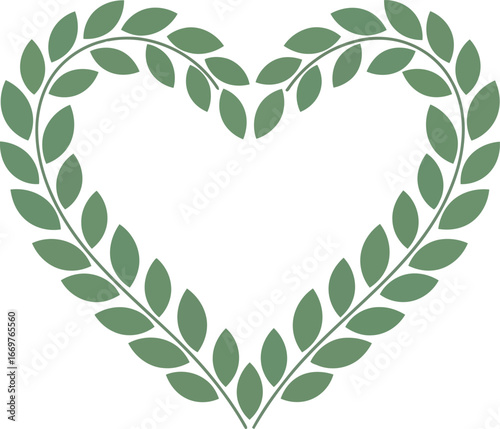 Heart laurel wreath frame nature love romantic design element vector
