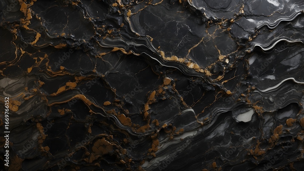 Fototapeta premium Luxury black marble texture with elegant gold veins abstract background design 