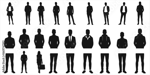 Collection of Black Silhouette Human Figures and Body Parts people