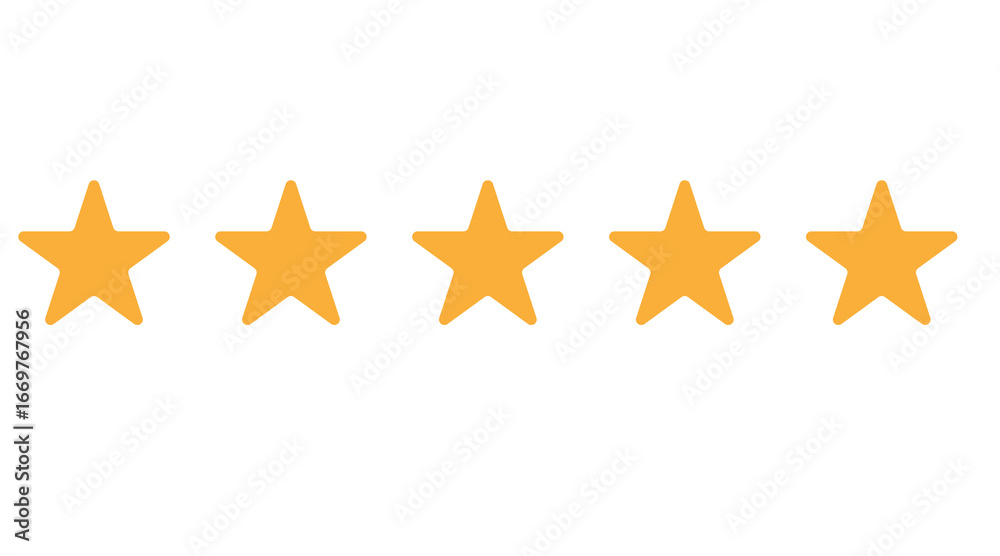 Obraz premium Five yellow stars rating png transparent background