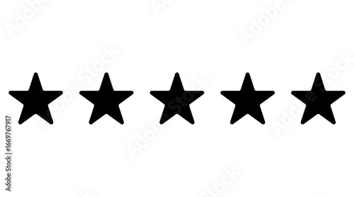 Black five stars rating png transparent background