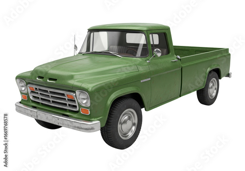 Photos Isolated Green 1958 Dodge D100 pickup truck with a vintage look and retro design