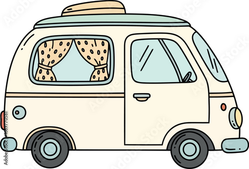 Retro camper van adventure travel outdoors recreation vector