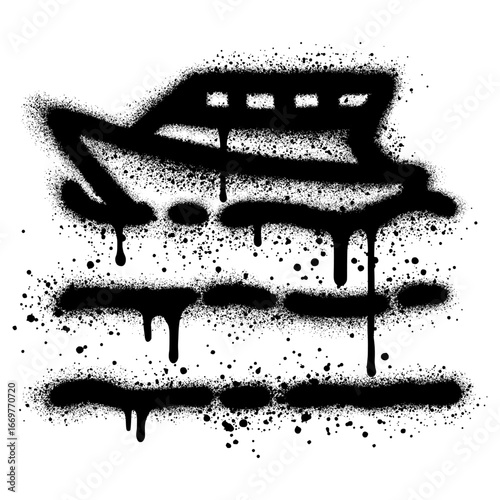 Speed ​​boat logo icon design with graffiti style. vector illustration