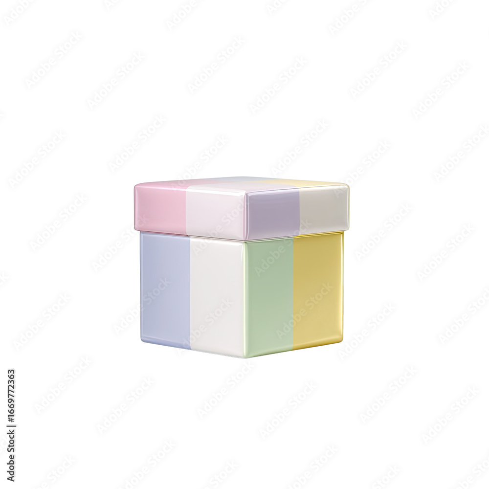 Obraz premium Colorful gift box with pastel shades on a white background