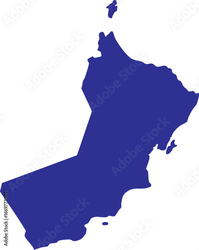 oman map icon in blue color, modern flat vector design with detailed silhouette outline of oman country isolated on white background