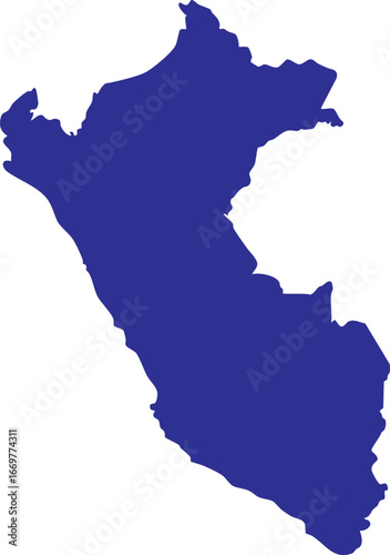 peru map icon in blue color, modern flat vector design with detailed silhouette outline of peru country isolated on white background