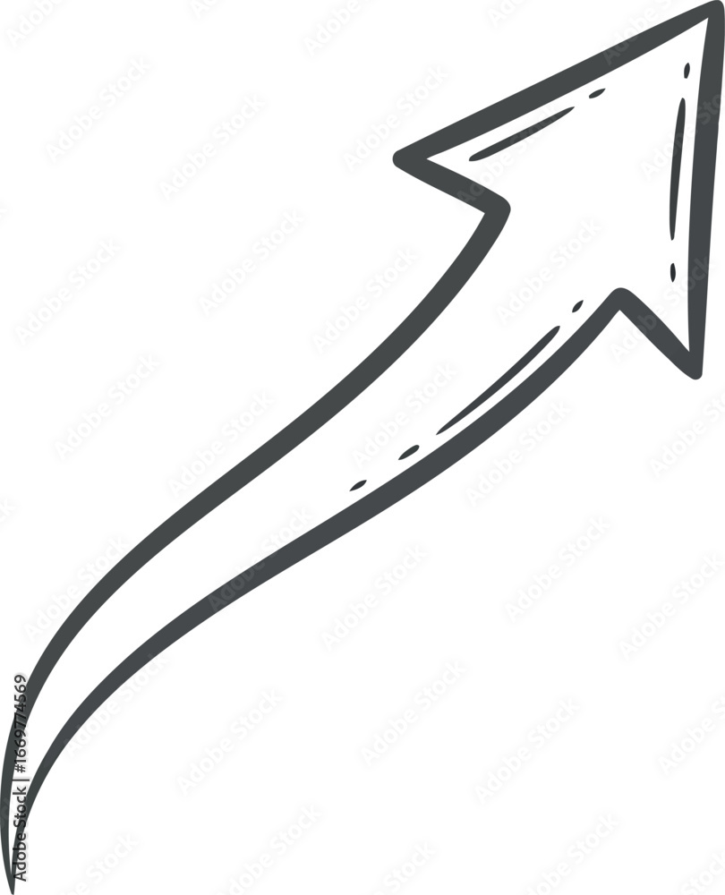Fototapeta premium Hand drawn upward arrow growth concept sketch vector