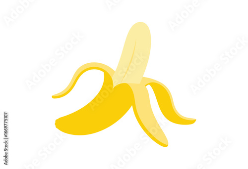 Peeled yellow banana illustration fruit food