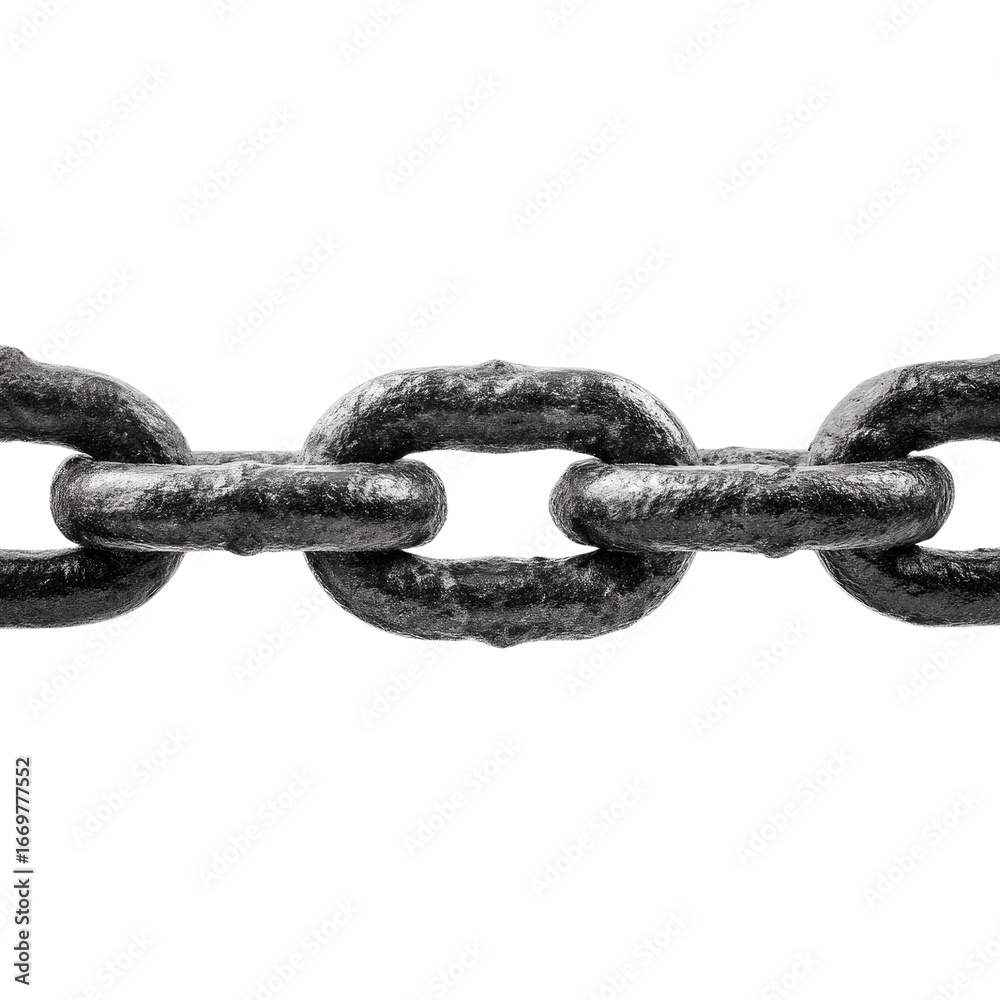 Fototapeta premium Heavy Metal Chain Link Isolated on White Background for Use