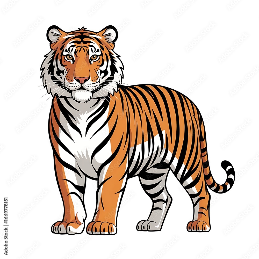Naklejka premium Majestic bengal tiger standing proudly with orange and black stripes