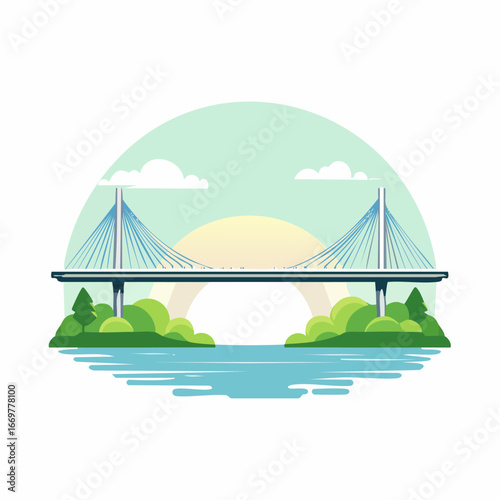 Modern CableStayed Bridge Over Water