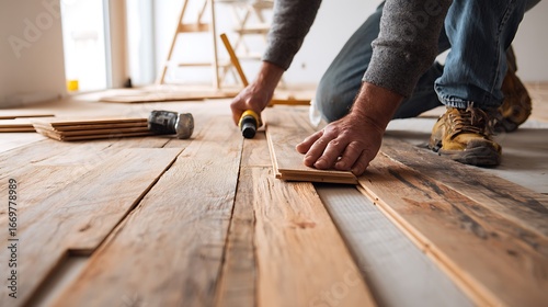 Wallpaper Mural Installing New Wood Flooring by Hand in a Home Renovation Project Torontodigital.ca