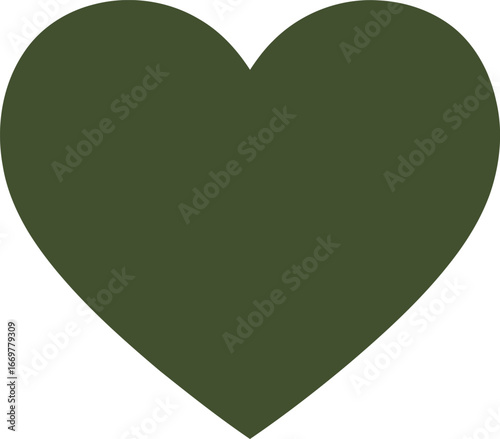 Olive green heart shape symbol isolated on for love and care concepts vector