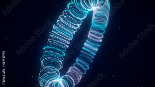 Fényképezés Abstract torus with blue dots and lines