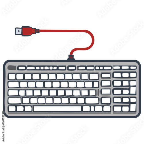 A sleek and professional vector icon of a mechanical keyboard, designed for a variety of digital and print applications, representing gaming and advanced technology.