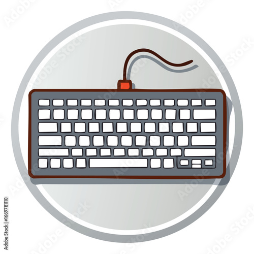 A simple line art illustration of a keyboard, capturing the essence of a digital input device in a clean, accessible manner.