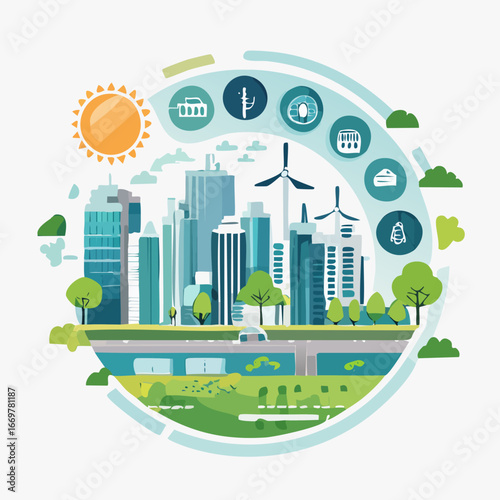 Ecofriendly city with renewable energy and sustainable development