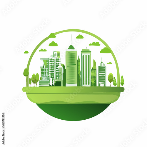 Green Cityscape with EcoFriendly Buildings and Trees